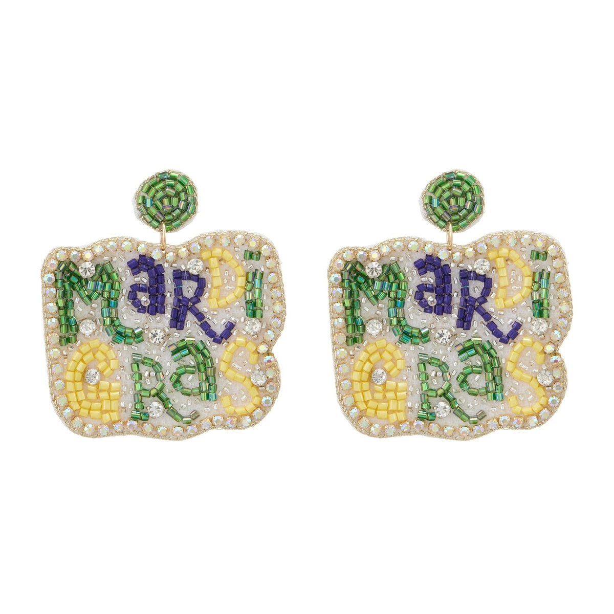 Mardi Gras Seed Beads Earring