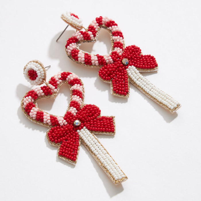 Valentine's Day Heart Wand Seed Beads Earrings