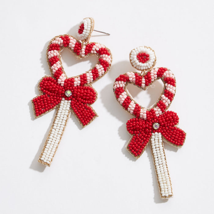 Valentine's Day Heart Wand Seed Beads Earrings