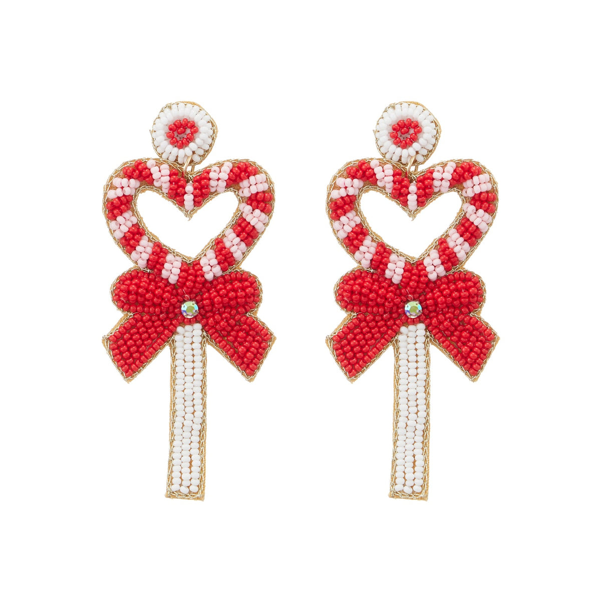 Valentine's Day Heart Wand Seed Beads Earrings