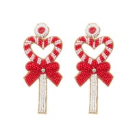 Valentine's Day Heart Wand Seed Beads Earrings