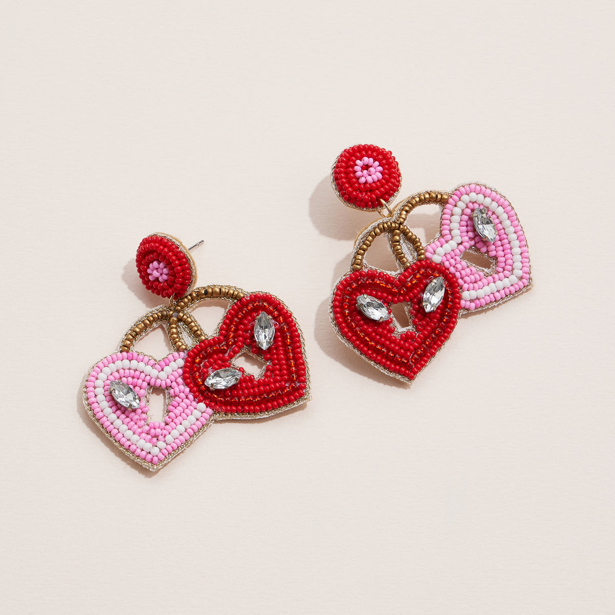 Beaded Heart Lock Earrings