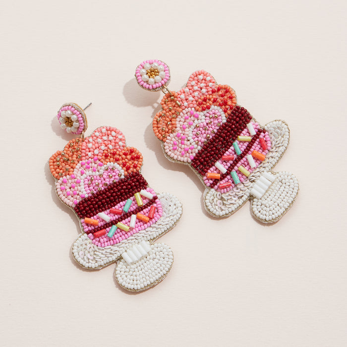 Valentine's Day Cake Seed Beads Earrings