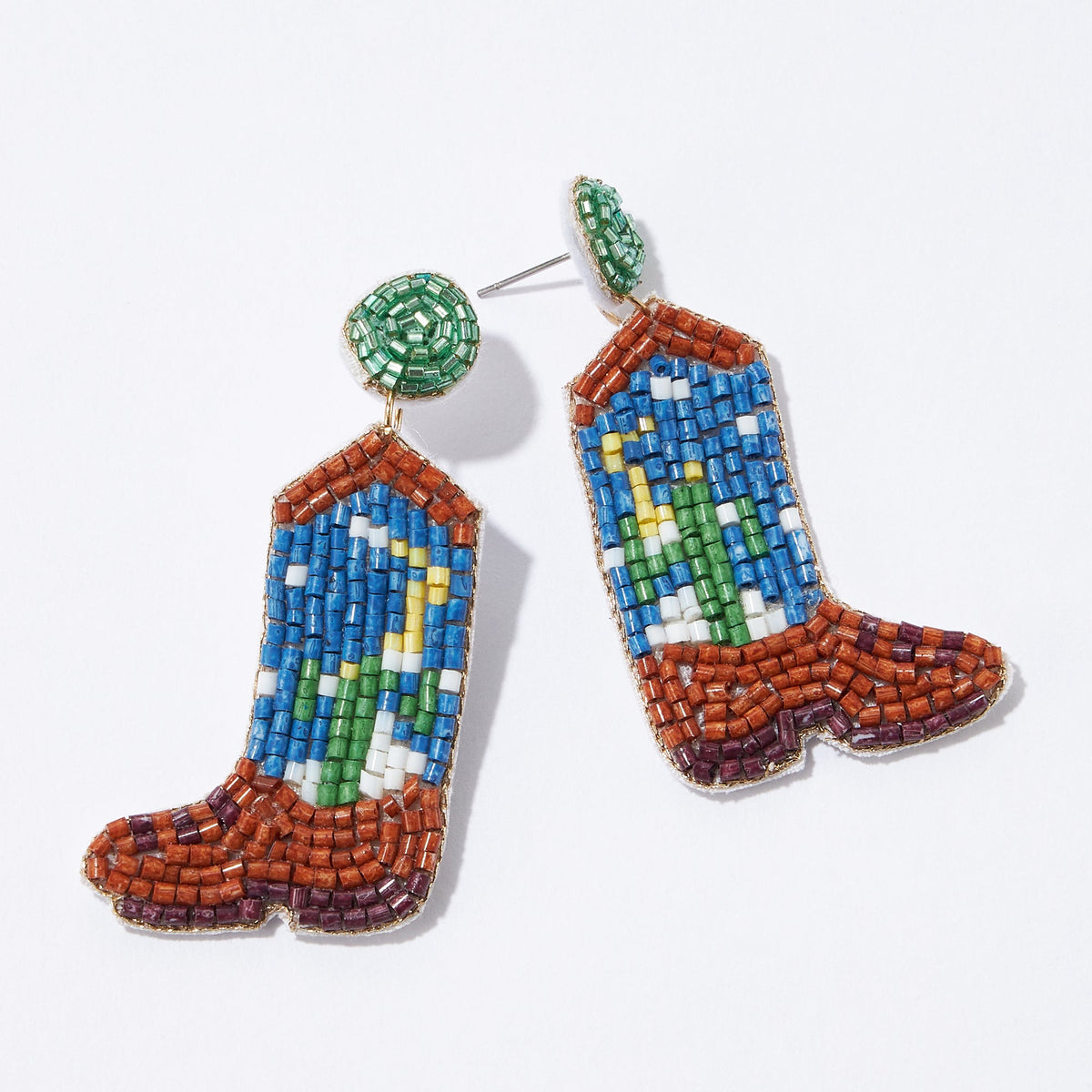 Western Boots Seed Bead Earrings