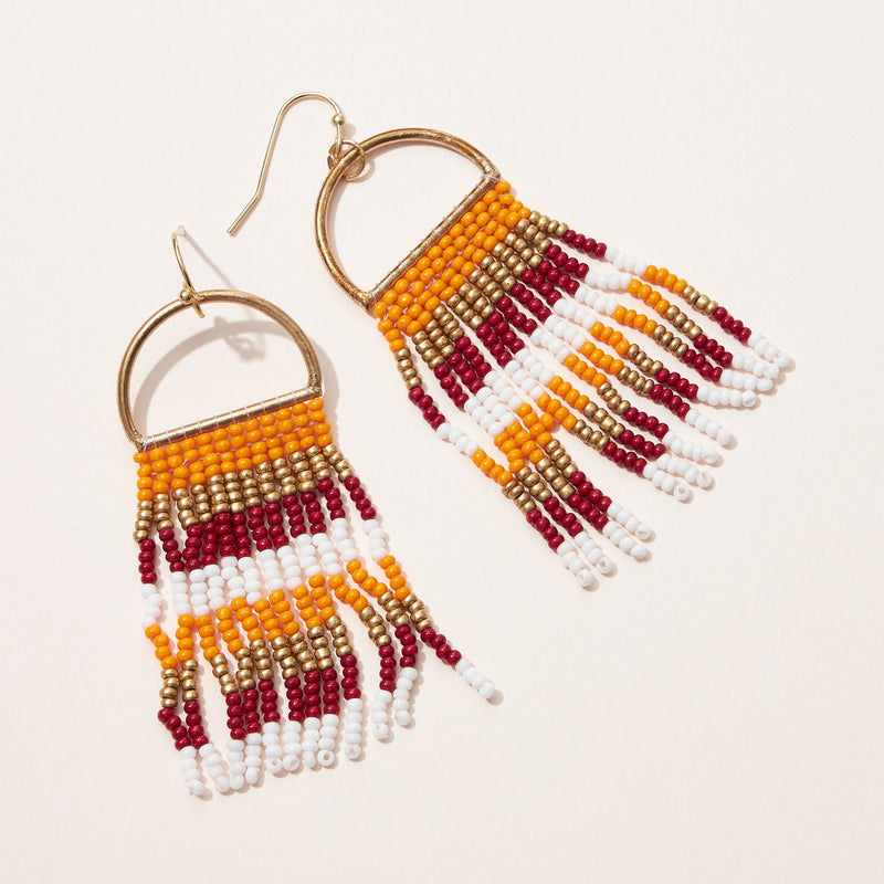 Color Block Seed Bead Fringe Earrings