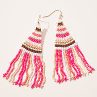 color block seed bead fringe earrings