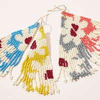 Flower Seed Bead Fringe Earrings