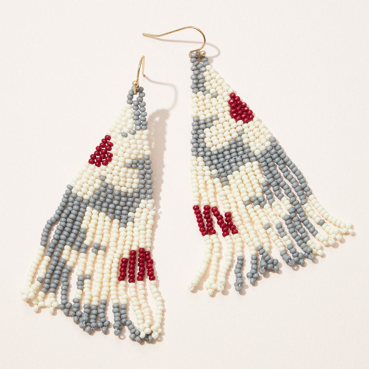 color block seed bead petite fringe earrings