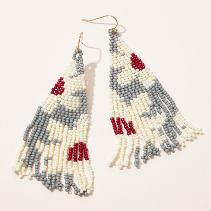 color block seed bead petite fringe earrings