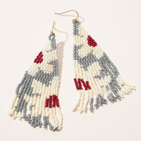 Flower Seed Bead Fringe Earrings