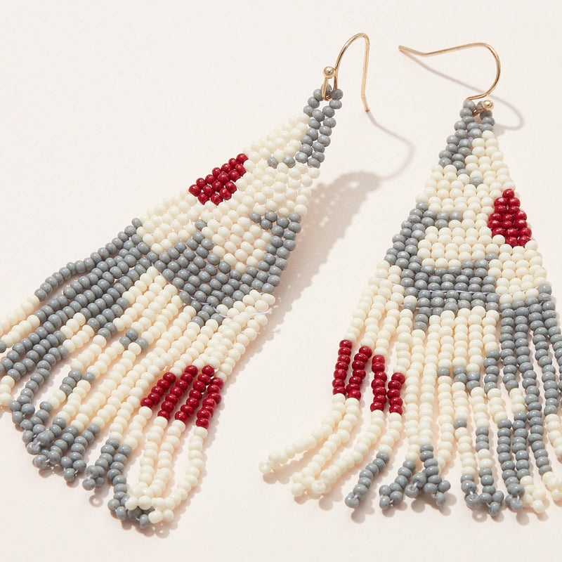 color block seed bead petite fringe earrings