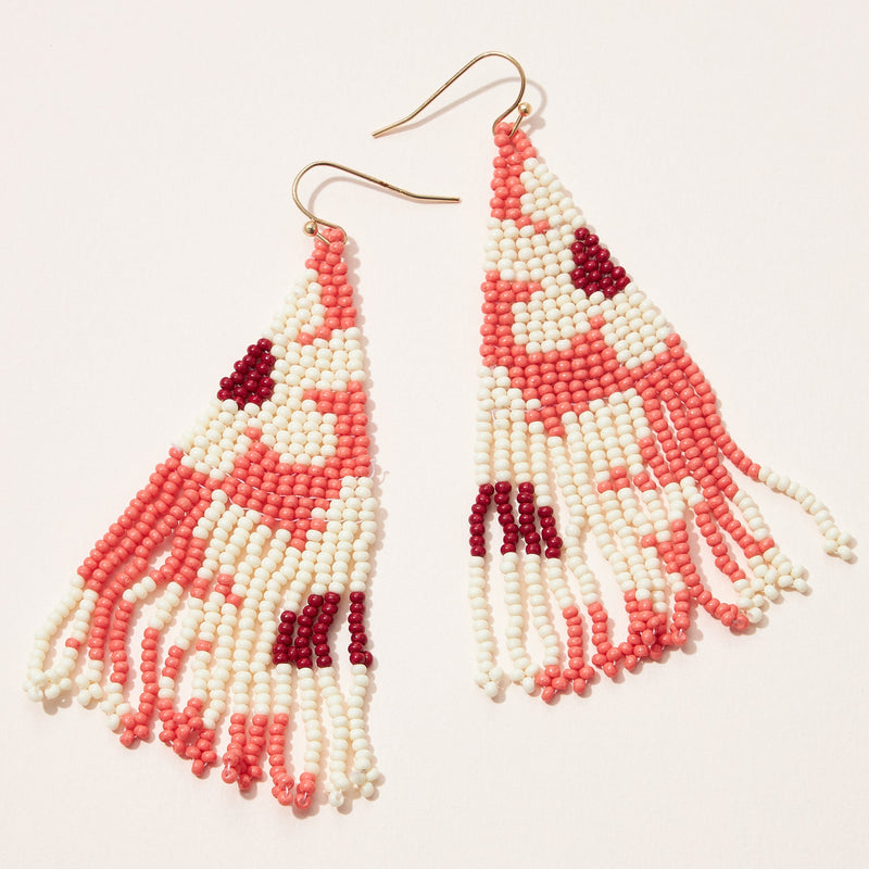 color block seed bead petite fringe earrings