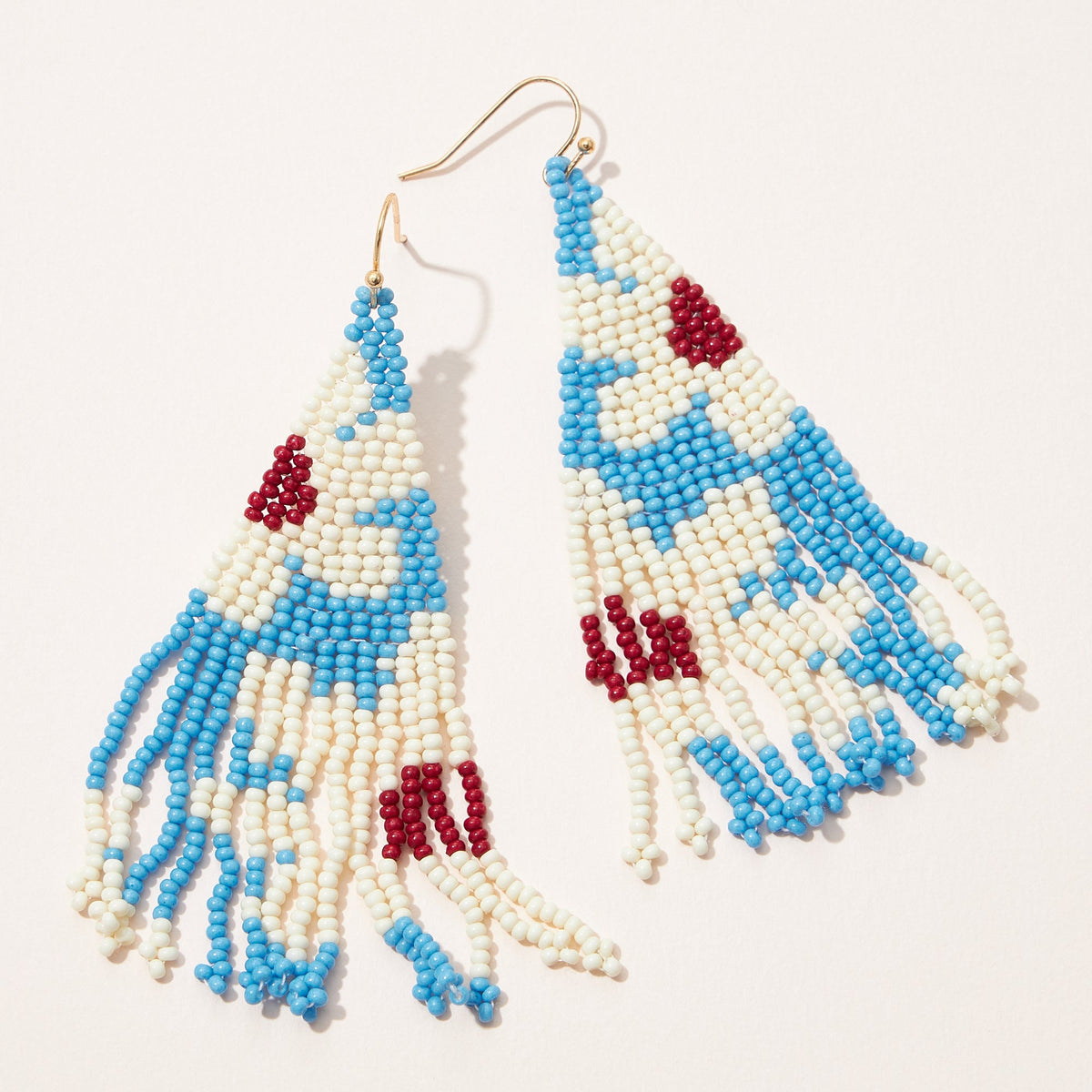 color block seed bead petite fringe earrings