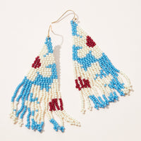 color block seed bead petite fringe earrings