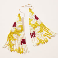 color block seed bead petite fringe earrings