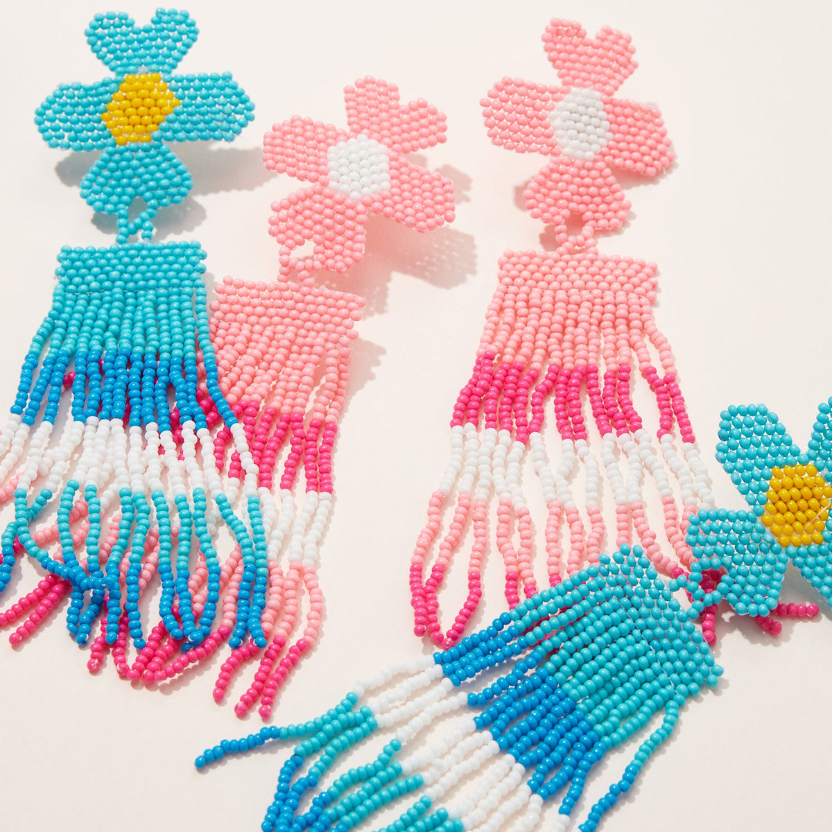 Flower Fringe Seed Bead Earrings