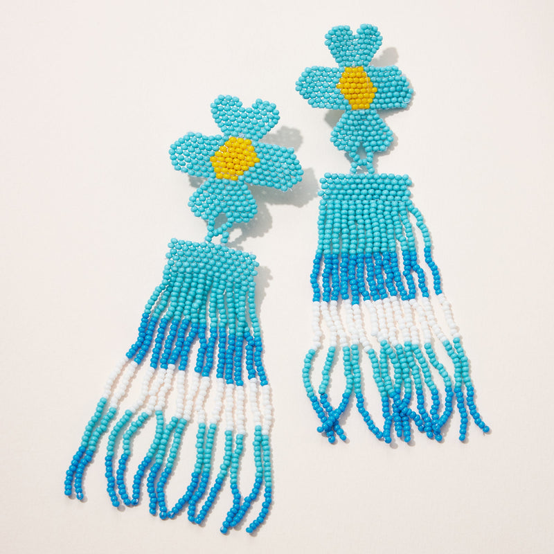 Flower Fringe Seed Bead Earrings