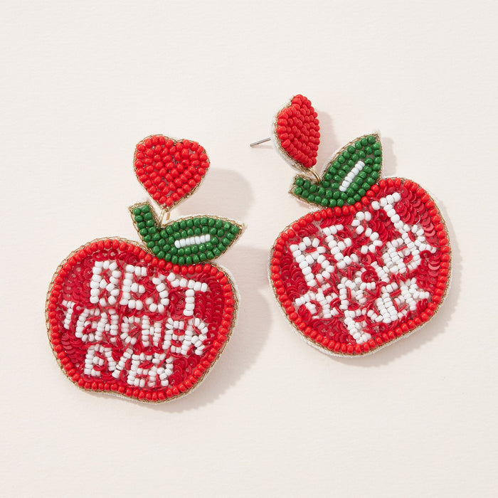 Best Teacher Ever Seed Bead Earrings