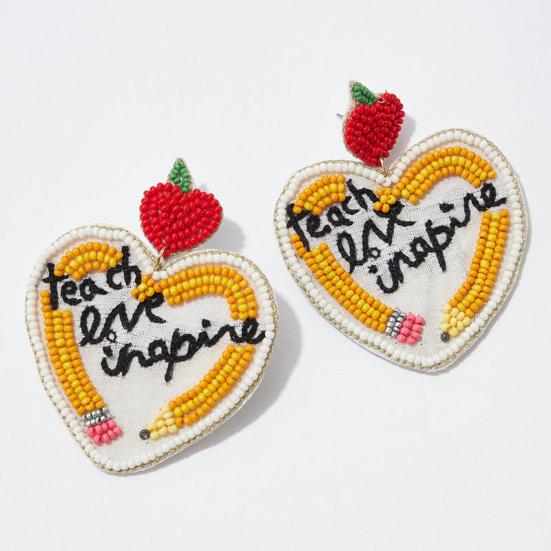 'Teach Love Inspire' Seed Bead Earrings