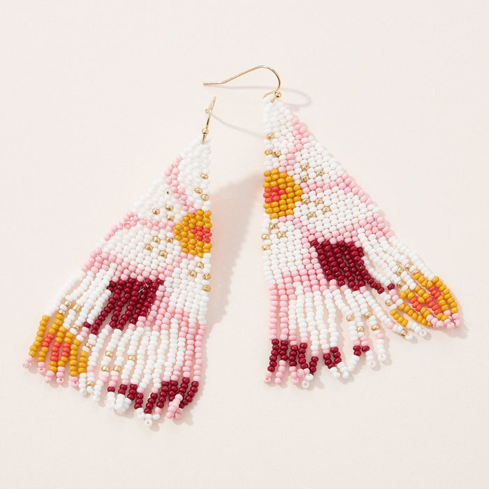 flower seed bead fringe earrings