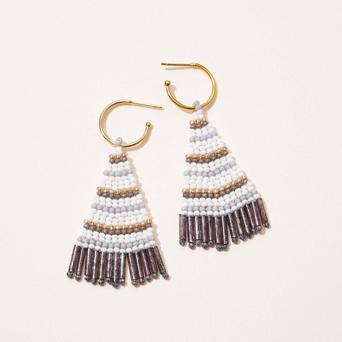 Color Block Seed Bead Petite Fringe Earrings