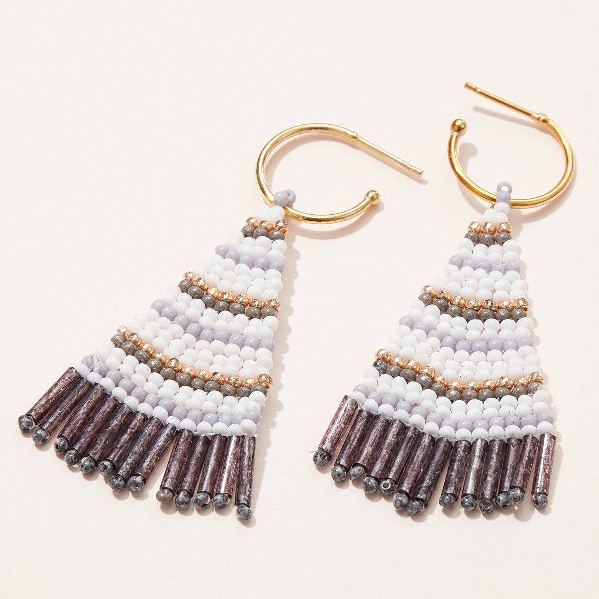 color block seed bead tassel earrings