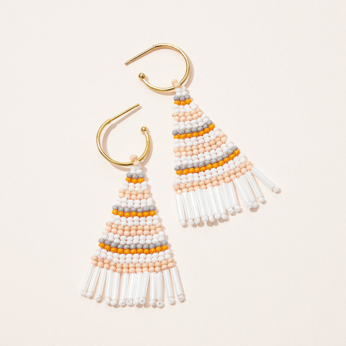 color block seed bead tassel earrings