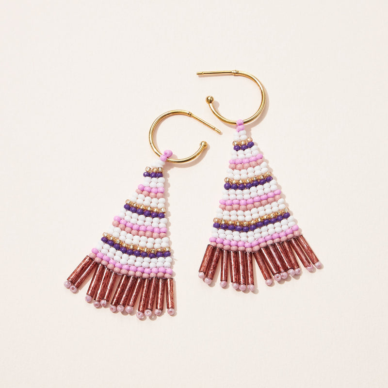 color block seed bead tassel earrings