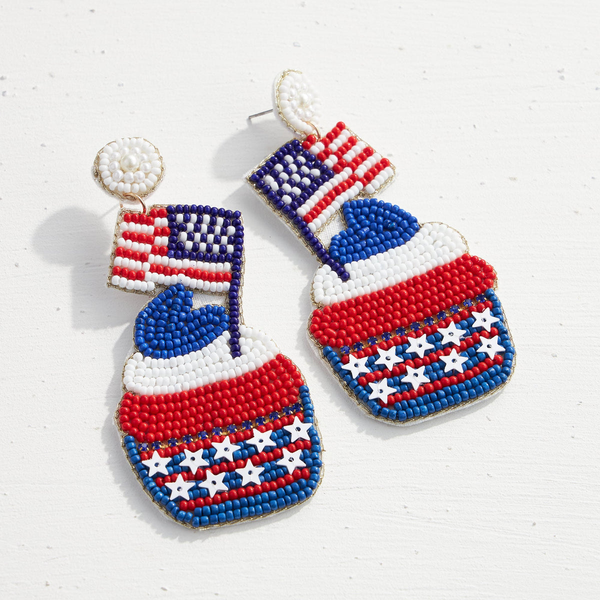 July Fourth Cupcake Seed Bead Earrings