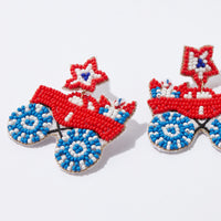 Fourth of July Launching Car Seed Bead Earrings