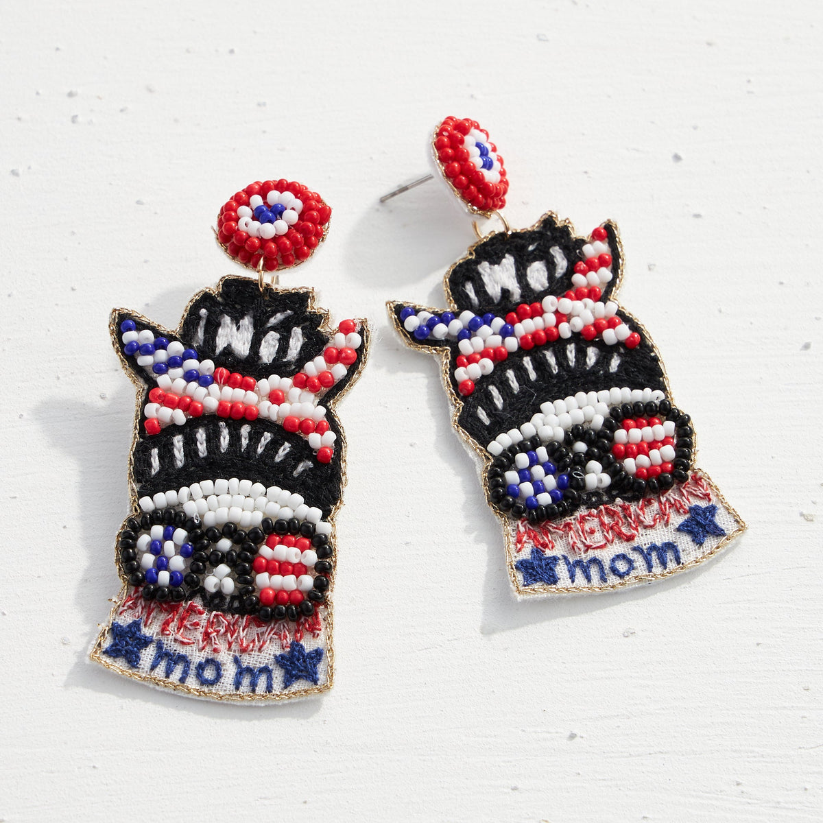 July Fourth American Mom Seed Bead Earrings