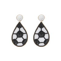 Soccer Tear Drop Seed Bead Earrings