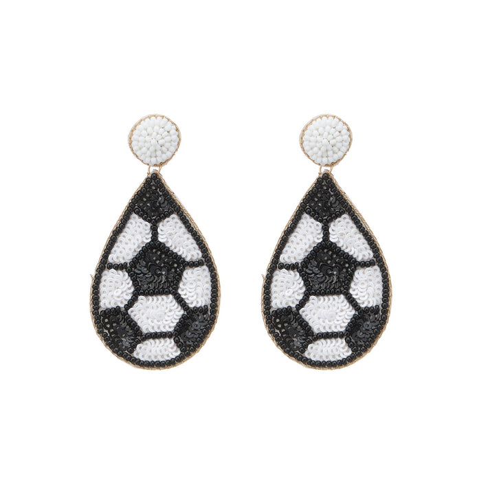 Soccer Tear Drop Seed Bead Earrings