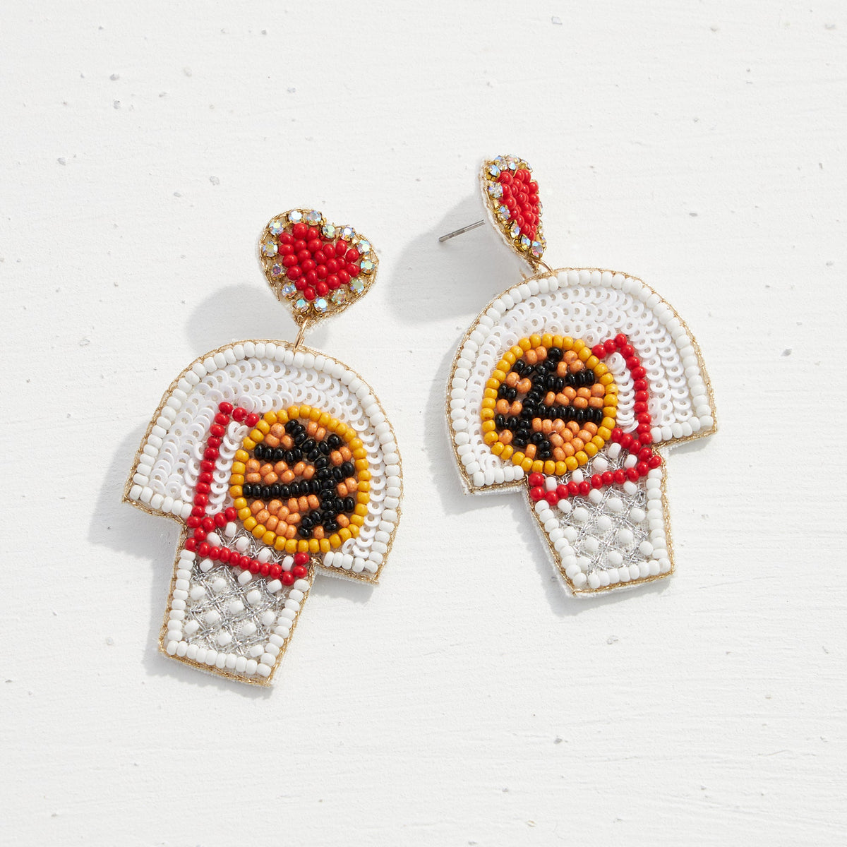 Basketball Seed Bead Earrings