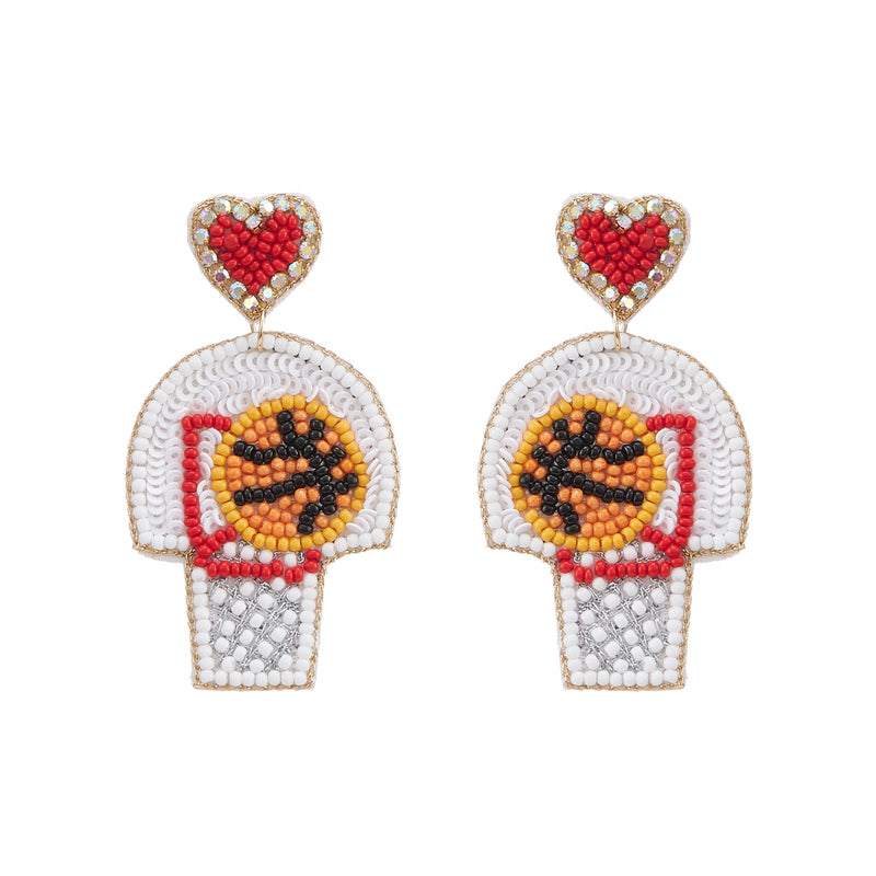 Basketball Seed Bead Earrings