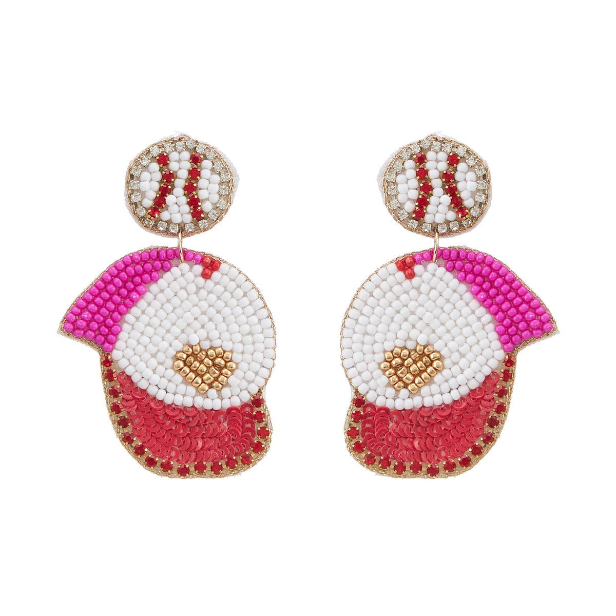 Baseball Cap Seed Bead Earrings