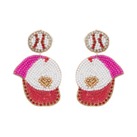 Baseball Cap Seed Bead Earrings