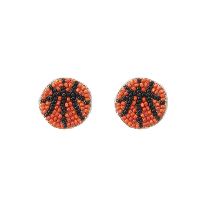 Mini Basketball Seed Bead Stud Earrings