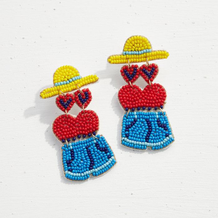 Blue Jean Shorts Seed Bead Earrings