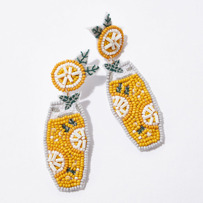 Lemon Cocktail Seed Bead Earrings