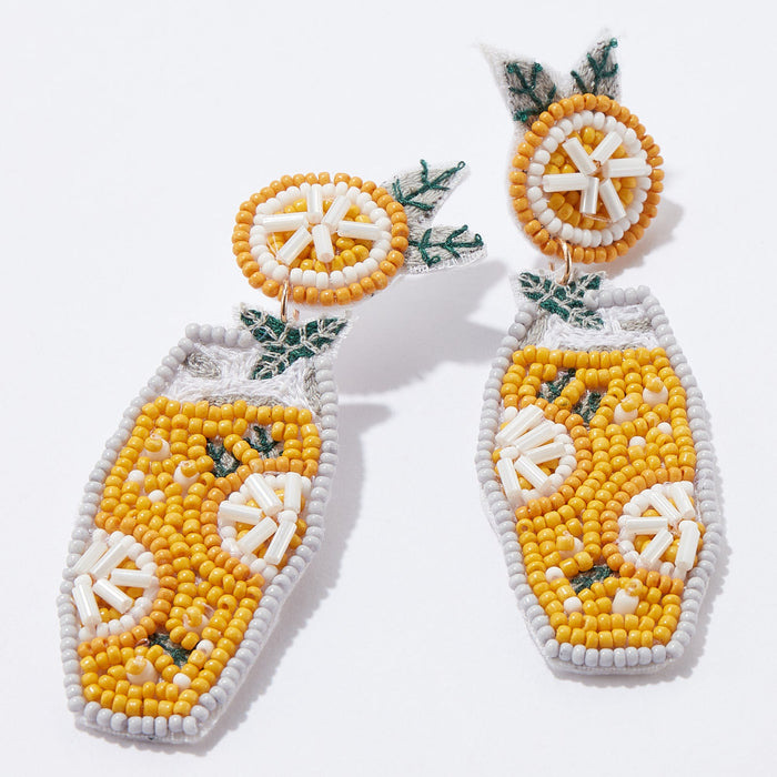 Lemon Cocktail Seed Bead Earrings