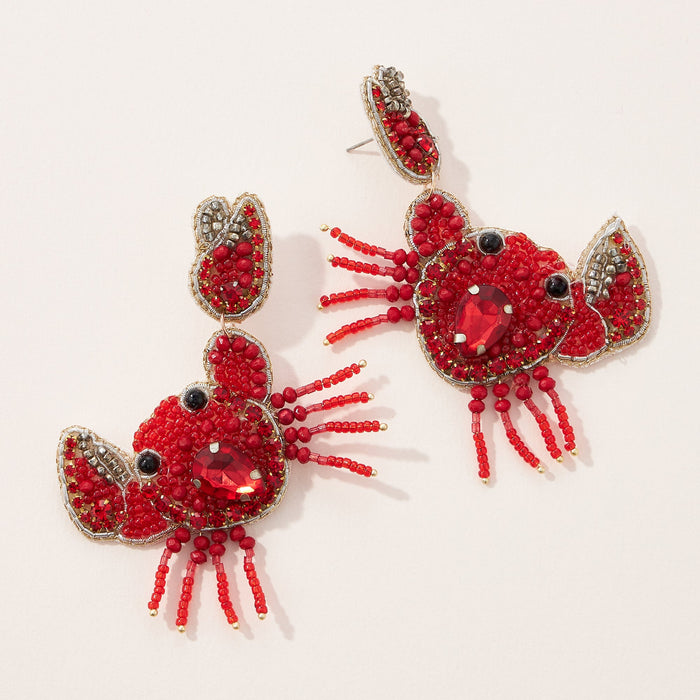 Crab Seed Bead Earrings