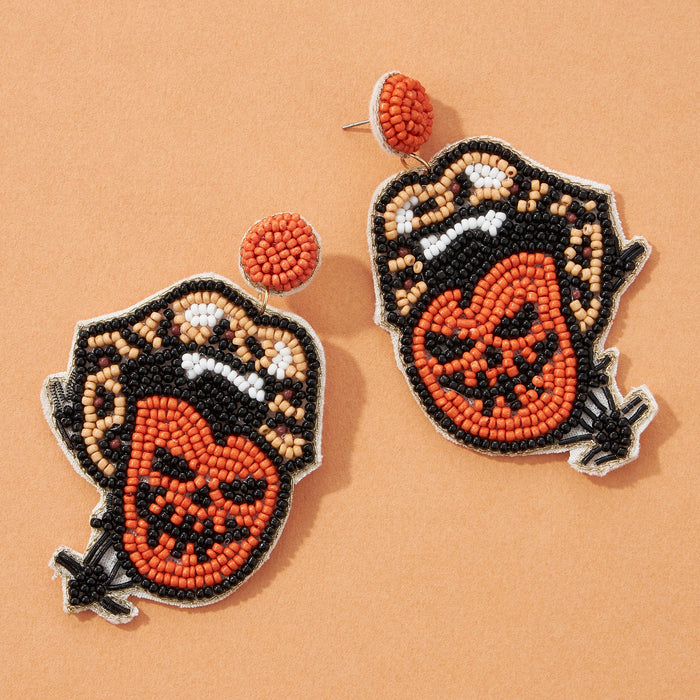 Rolling Pumpkins Seed Bead Earrings