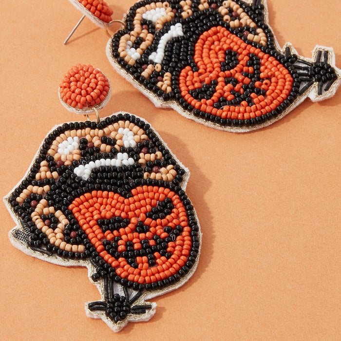 Rolling Pumpkins Seed Bead Earrings