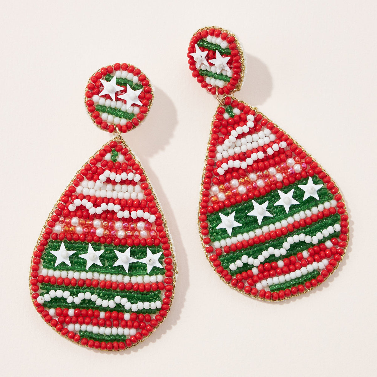 Christmas Seed Bead Teardrop Earrings