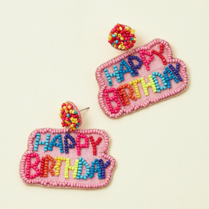 Happy Birthday Seed Bead Earrings