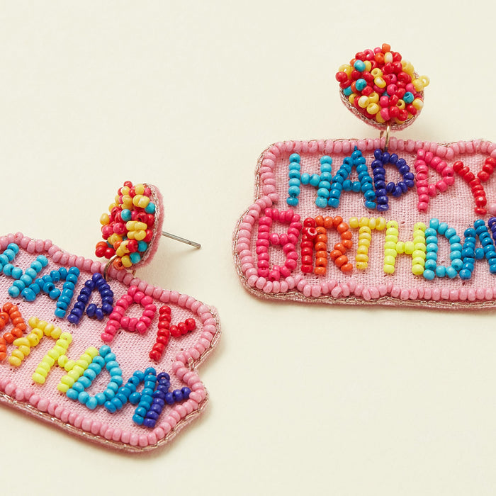 Happy Birthday Seed Bead Earrings