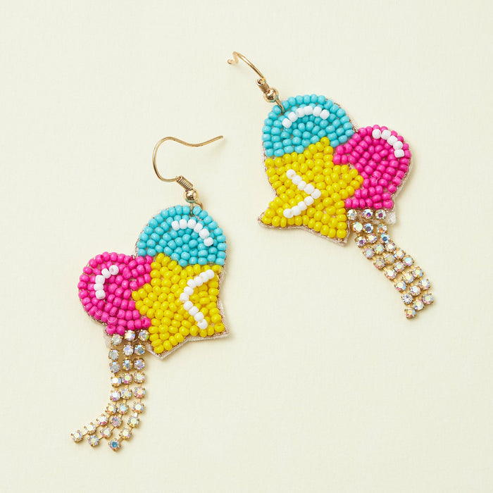 Birthday Balloons Seed Bead Tassel Earrings