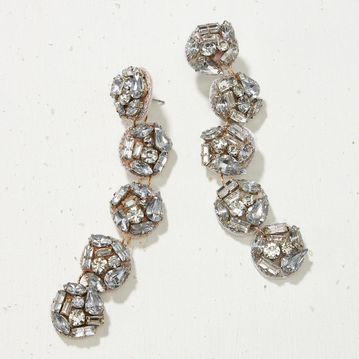 heart fringe rhinestone earrings