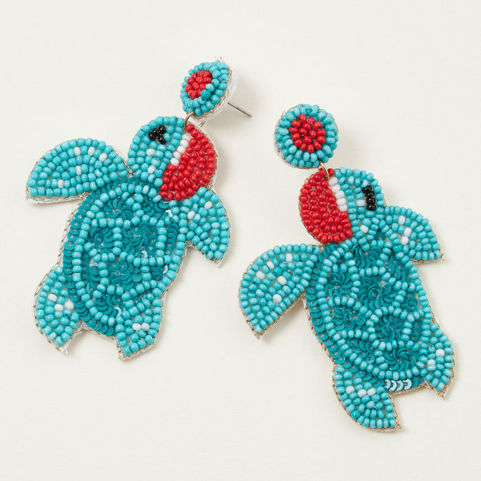 Christmas Turtle Seed Bead Earrings